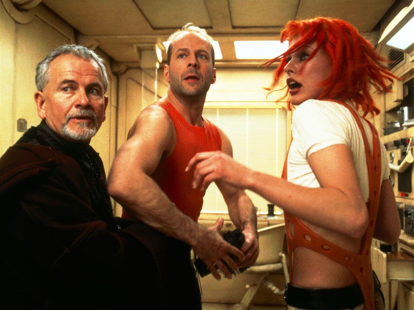 Sir Ian Holm. Bruce Willis and Mila Jovovich round out the cast of The Fifth Element