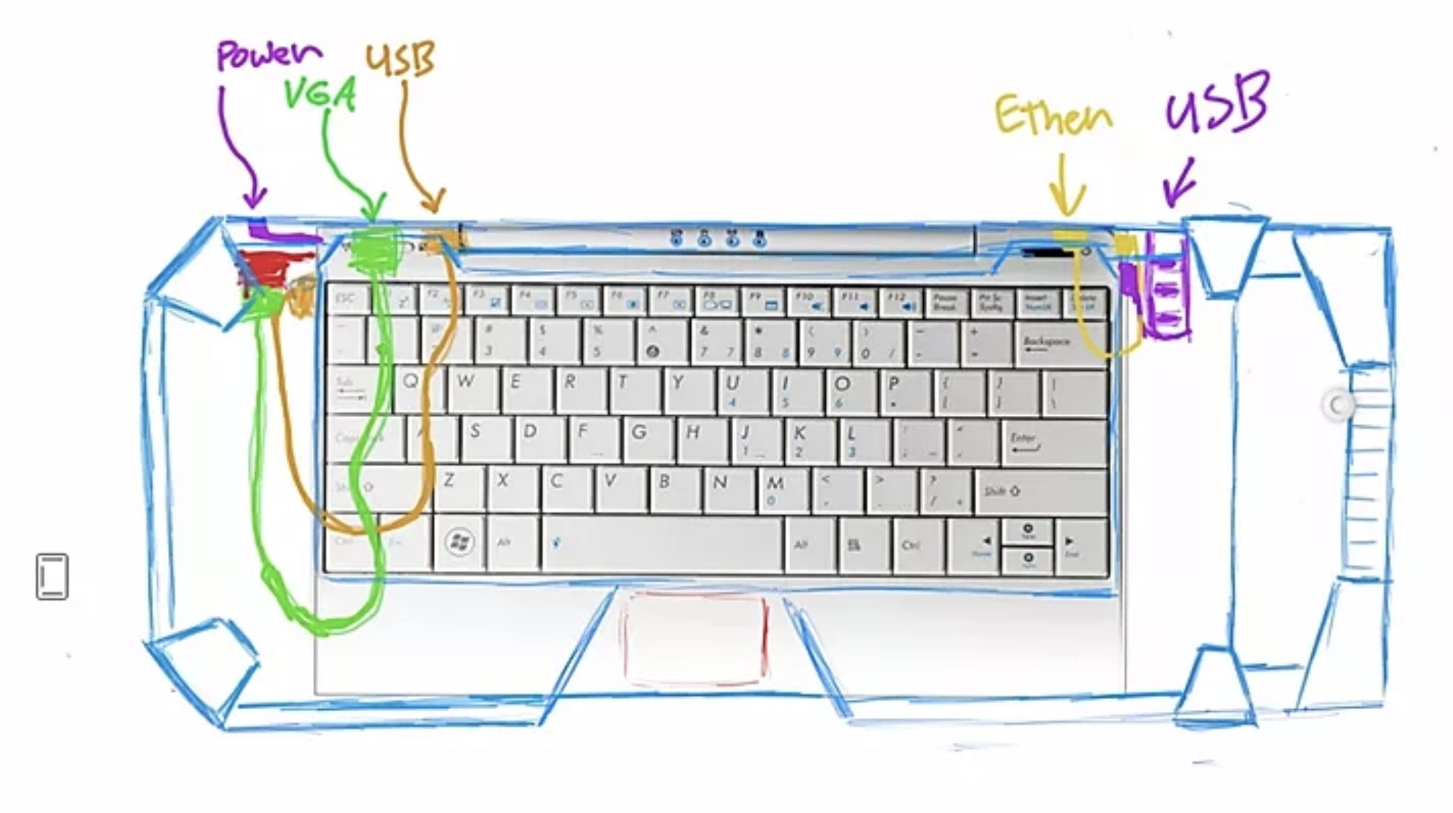 Build Your Own Cyberdeck: D10D3 Rev1 An early design sketch.